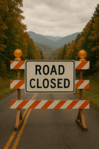 AI image of the road being closed